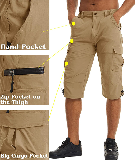 Men's Cargo Shorts Multi Pockets Knee Length Short Combat Workwear Bashee's